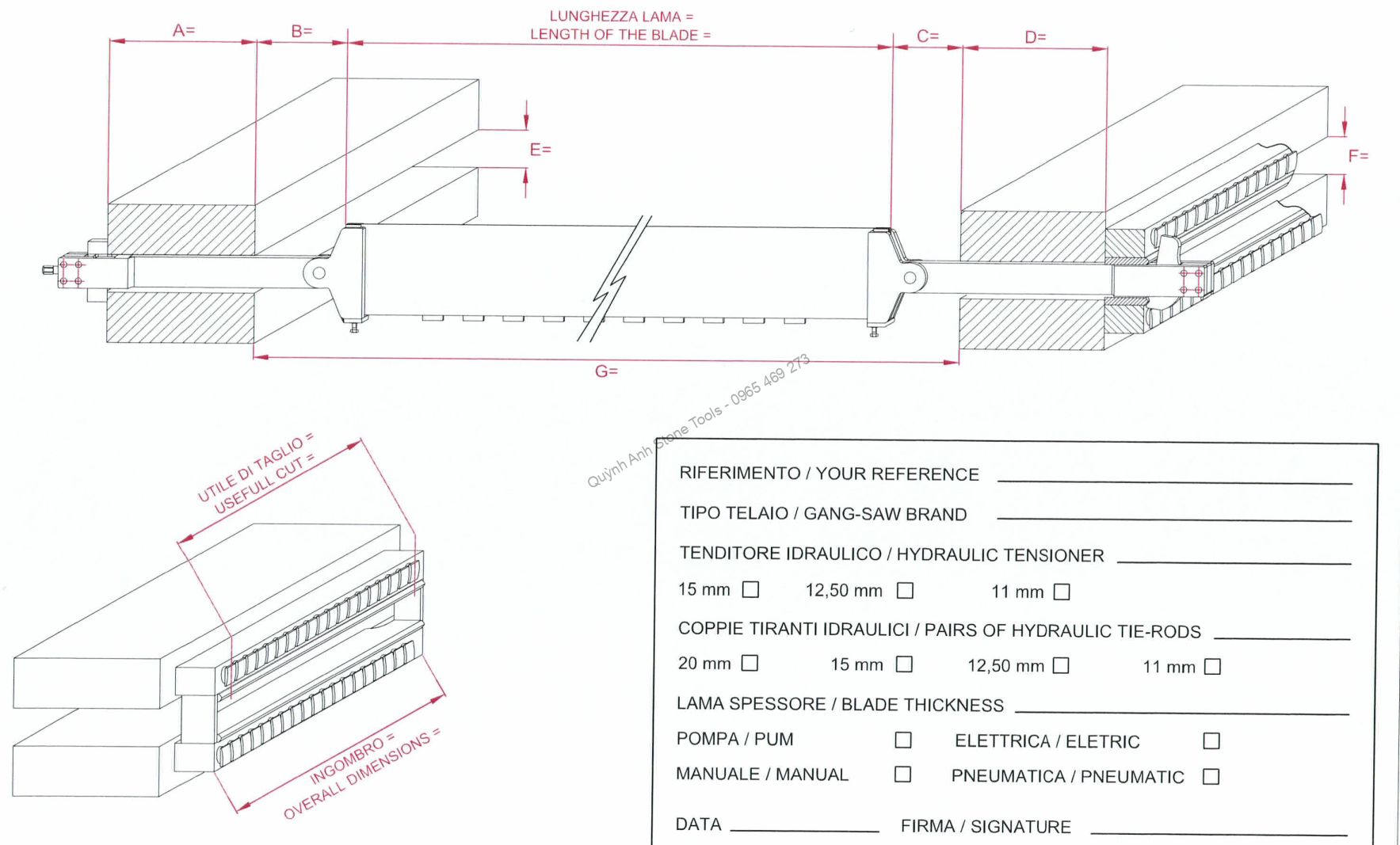 Gangsaw tie-rod / Thanh giằng máy gangsaw - Ảnh 5